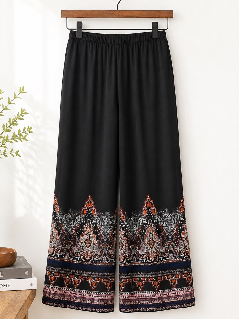 INC International Concepts Border Print Wide Leg Travel Knit Pants XXL